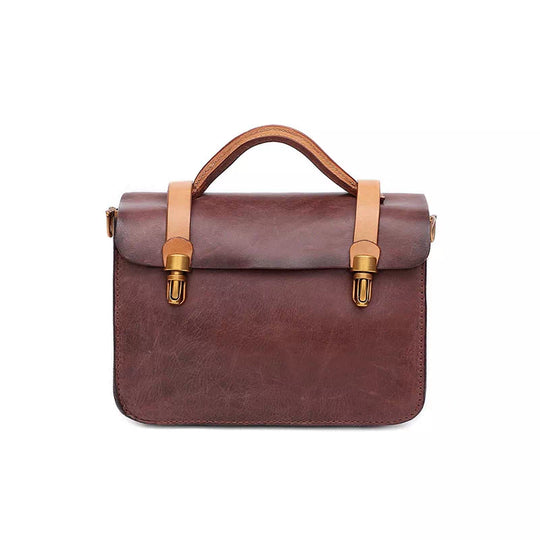 Elegant small satchel handbag in leather