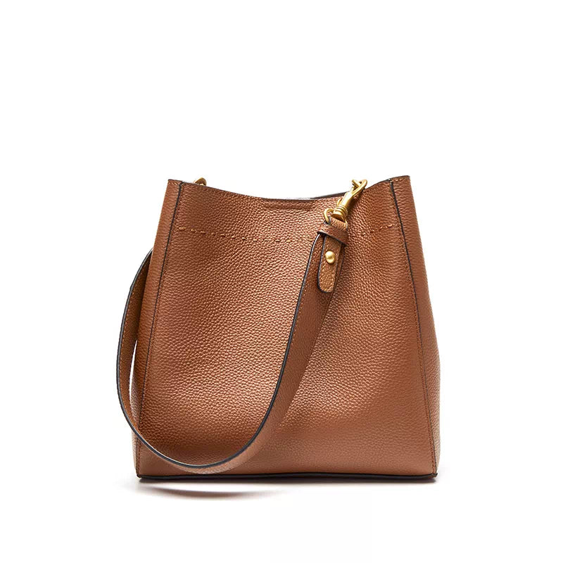 Women's Leather Shoulder Bucket Bag - Leather Purse Backpack