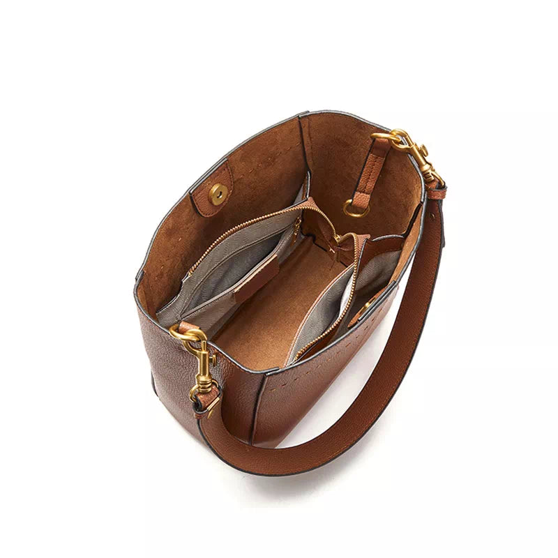 Women's Leather Shoulder Bucket Bag - Leather Purse Backpack