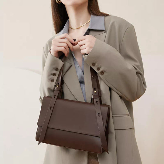 Women's Leather Shoulder Bag, Brown - Leather Purse Backpack