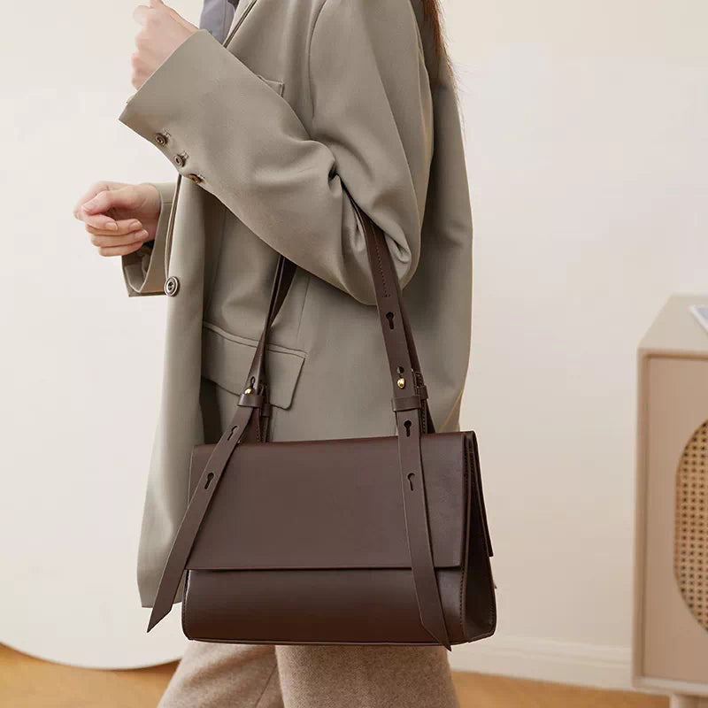 Women's Leather Shoulder Bag, Brown - Leather Purse Backpack