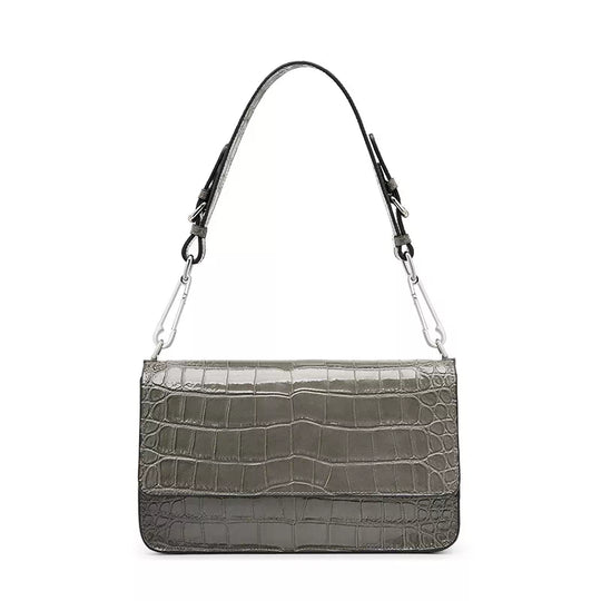 Square Chain Crocodile Pattern Leather Shoulder Bag - Leather Purse Backpack