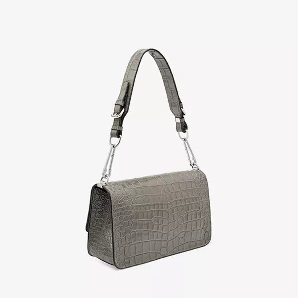 Square Chain Crocodile Pattern Leather Shoulder Bag - Leather Purse Backpack
