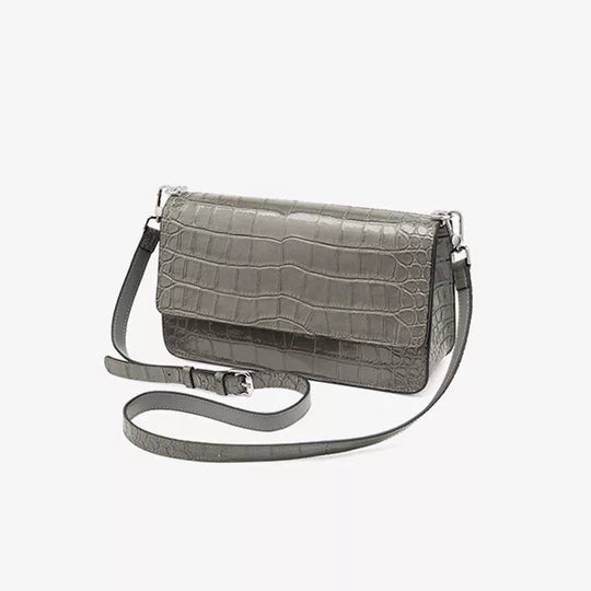 Square Chain Crocodile Pattern Leather Shoulder Bag - Leather Purse Backpack