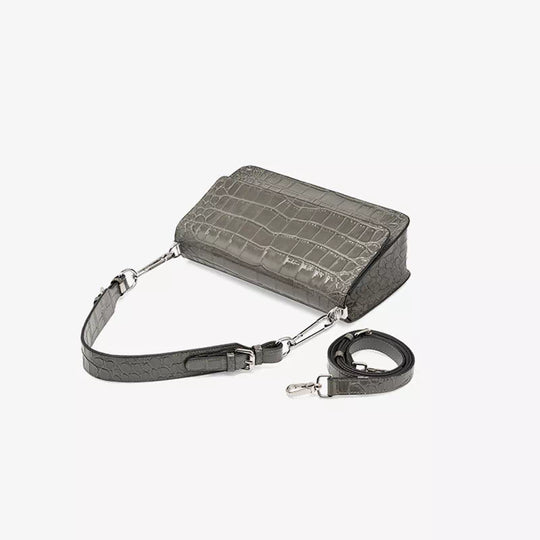 Square Chain Crocodile Pattern Leather Shoulder Bag - Leather Purse Backpack