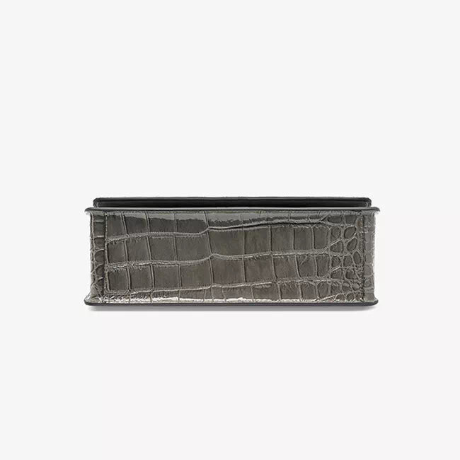 Square Chain Crocodile Pattern Leather Shoulder Bag - Leather Purse Backpack