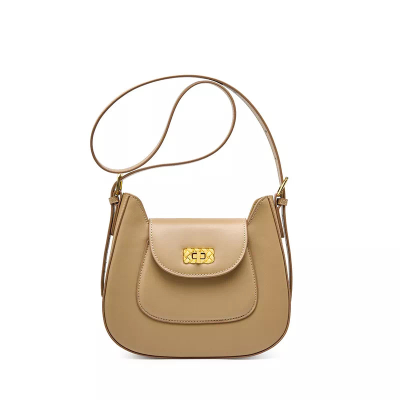 Premium quality leather shoulder saddle bag with dual straps