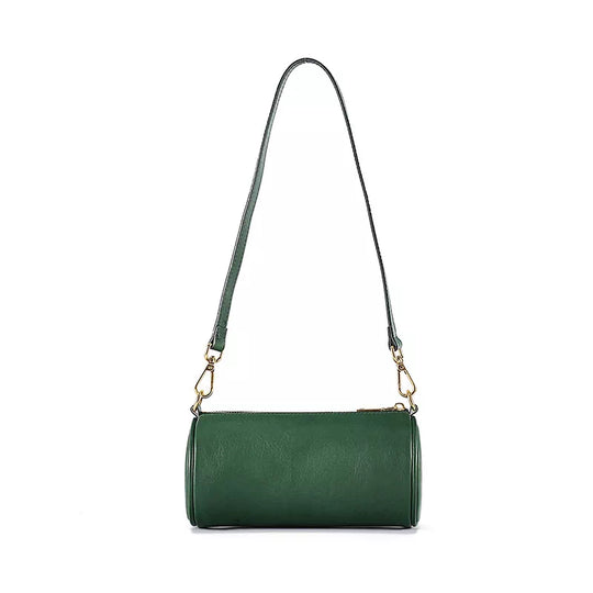 Women's Small Leather Cylinder Shoulder Bag - Leather Purse Backpack