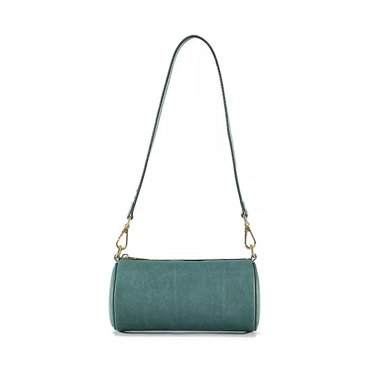 Women's Small Leather Cylinder Shoulder Bag - Leather Purse Backpack