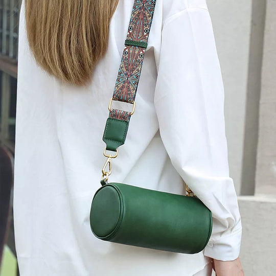 Women's Small Leather Cylinder Shoulder Bag - Leather Purse Backpack