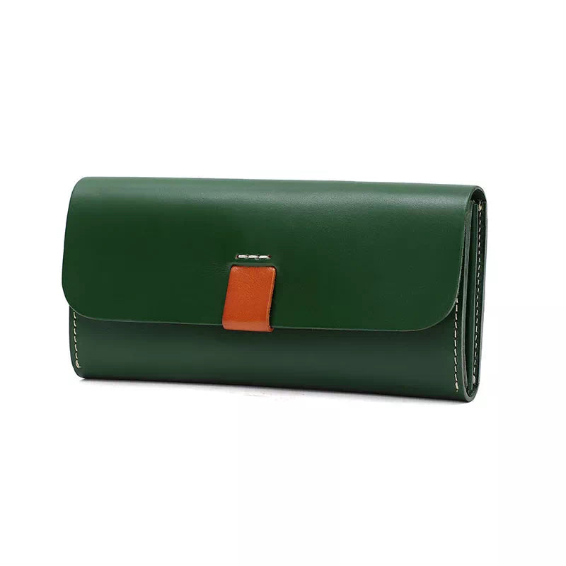 Women's Snap Leather Wallet - Leather Purse Backpack
