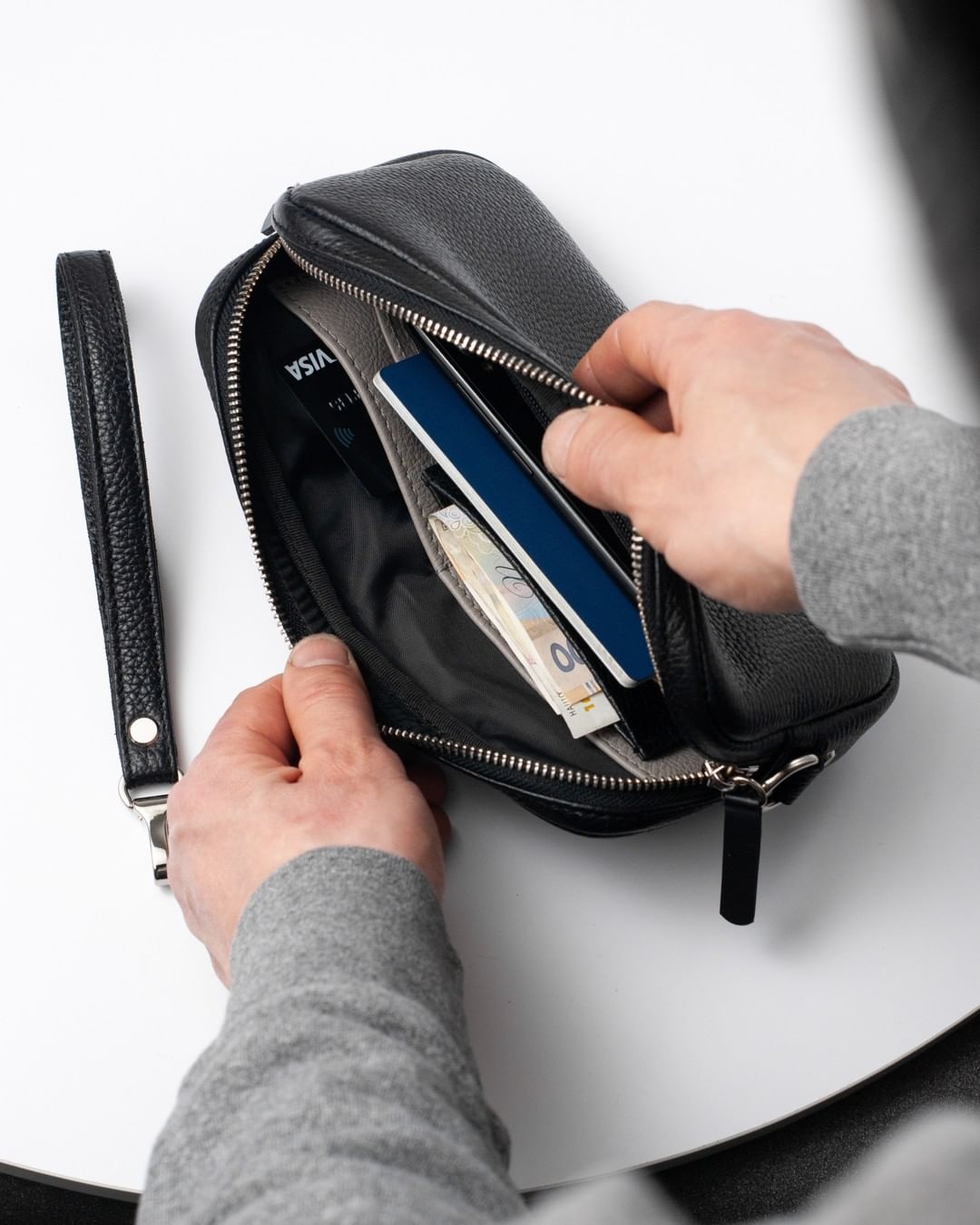 Long wallet for mens leather