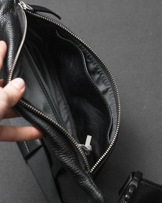 Black Leather Chest Bag