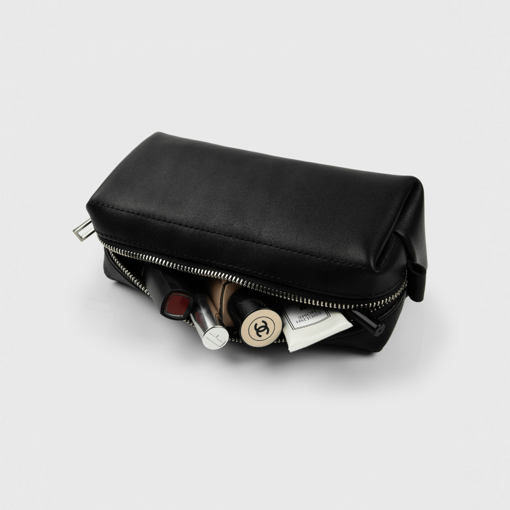 Leather cosmetic pouch