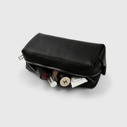 Leather cosmetic pouch