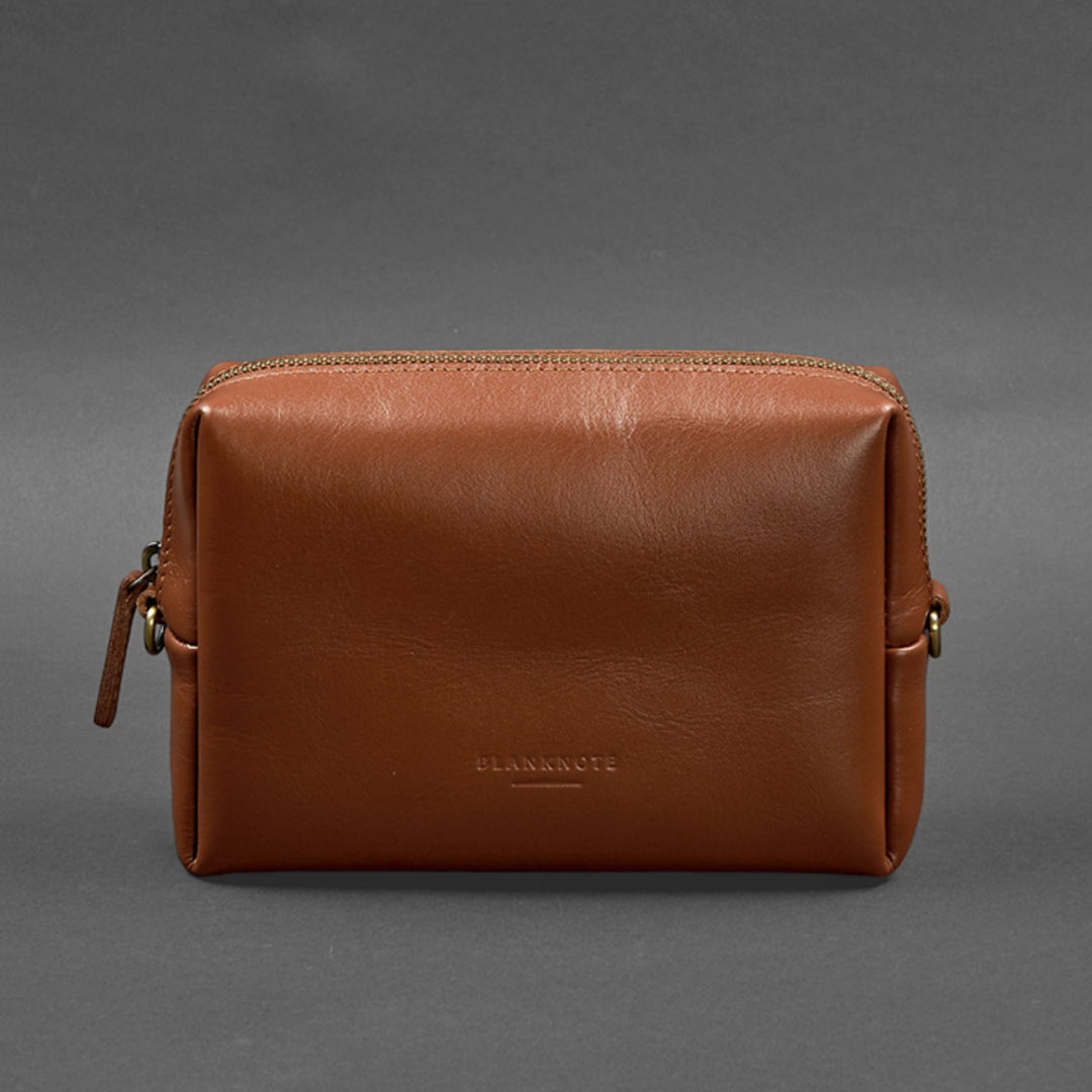 Natural leather cosmetic bag