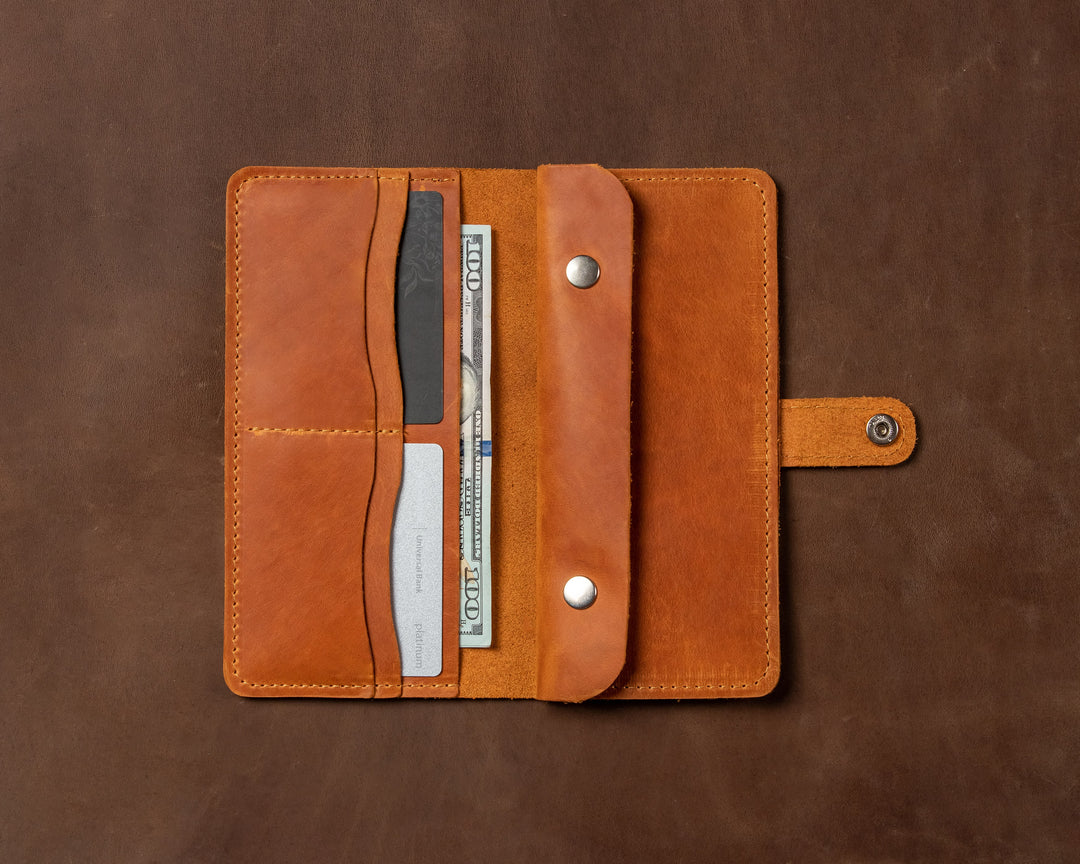 Leather zippered pouch