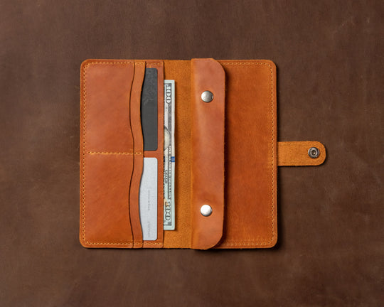 Leather zippered pouch