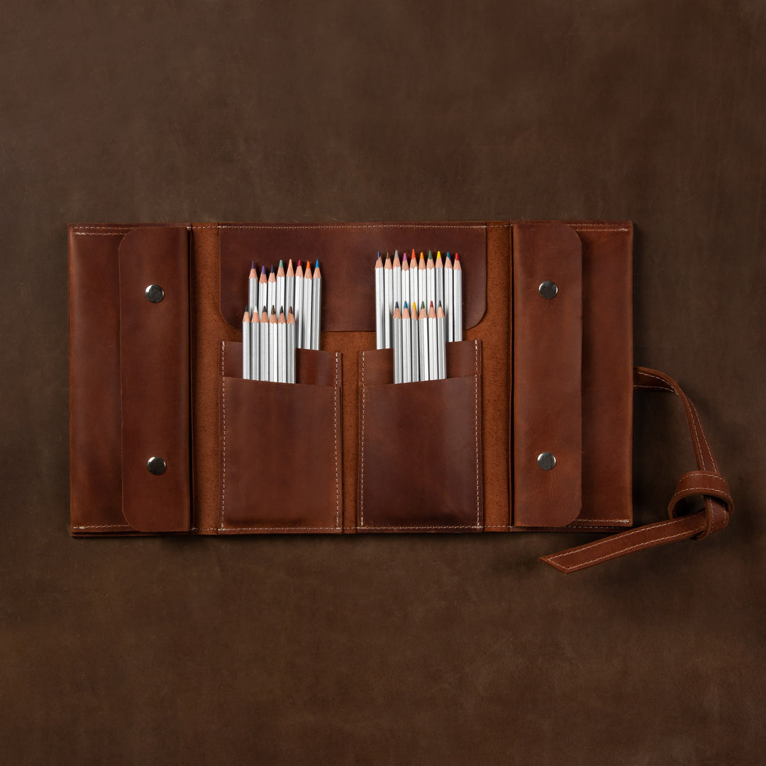 Large Leather Pencil Roll
