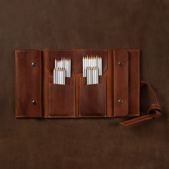 Large Leather Pencil Roll