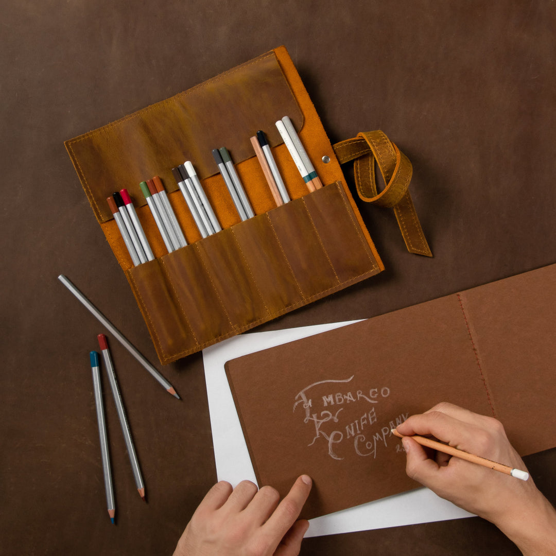 Leather Pencil Roll handmade