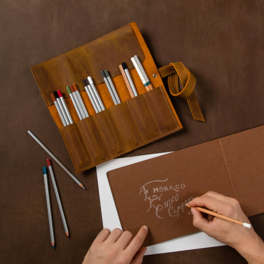 Leather Pencil Roll handmade