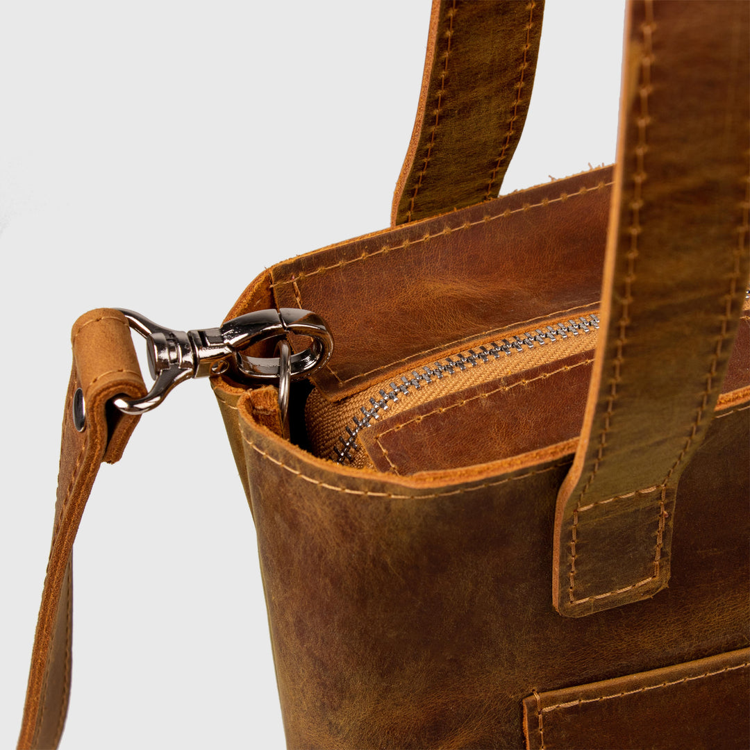 Leather Tote Zipper