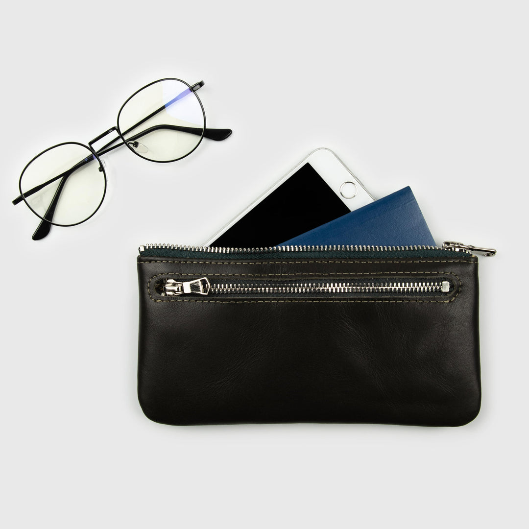 Long Leather Zipper Wallet