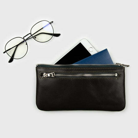 Long Leather Zipper Wallet