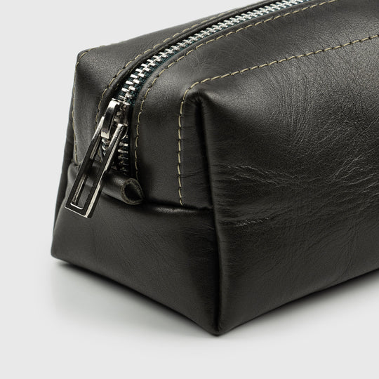 Small leather makeup bag