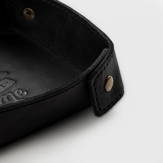 Crafted Black Leather Valet Tray