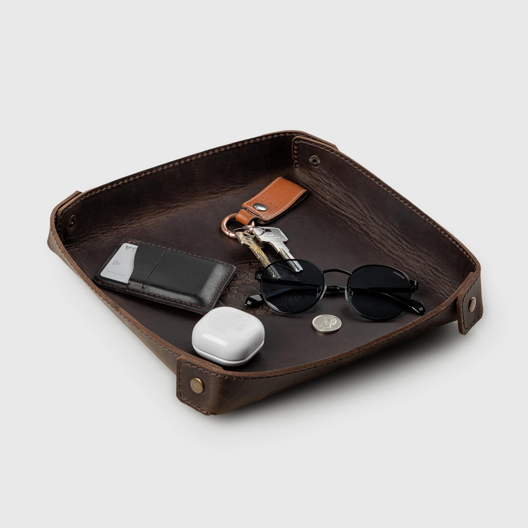 Mens leather valet tray