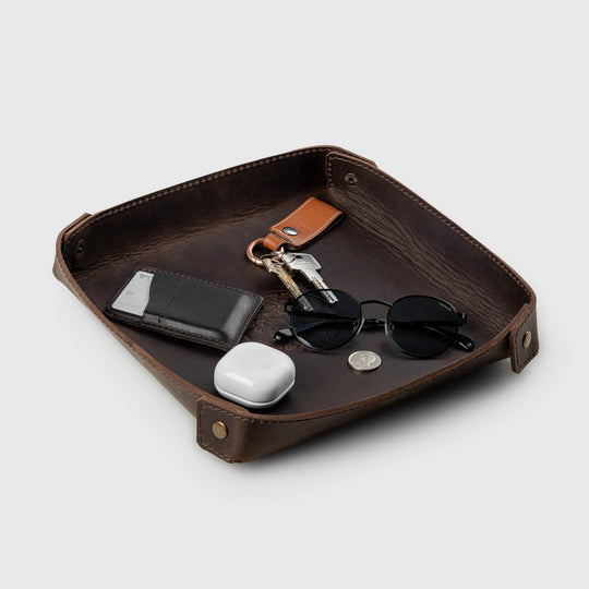 Mens leather valet tray