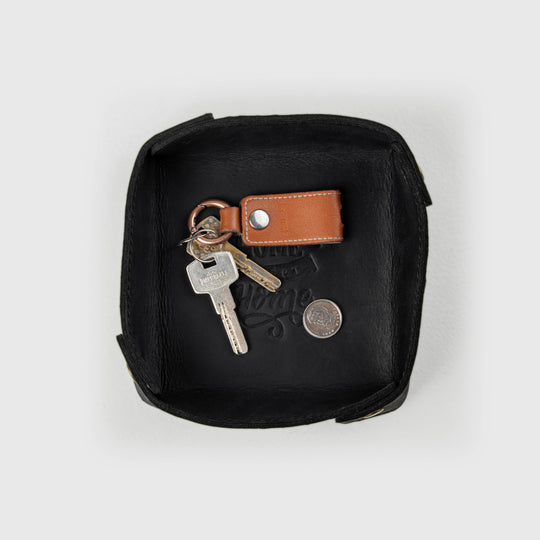 Traditional leather valet tray