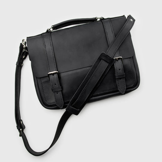 black leather briefcase men's