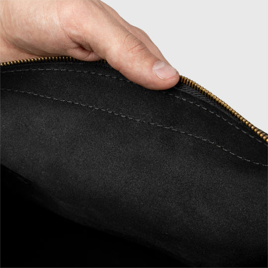 black leather travel bag