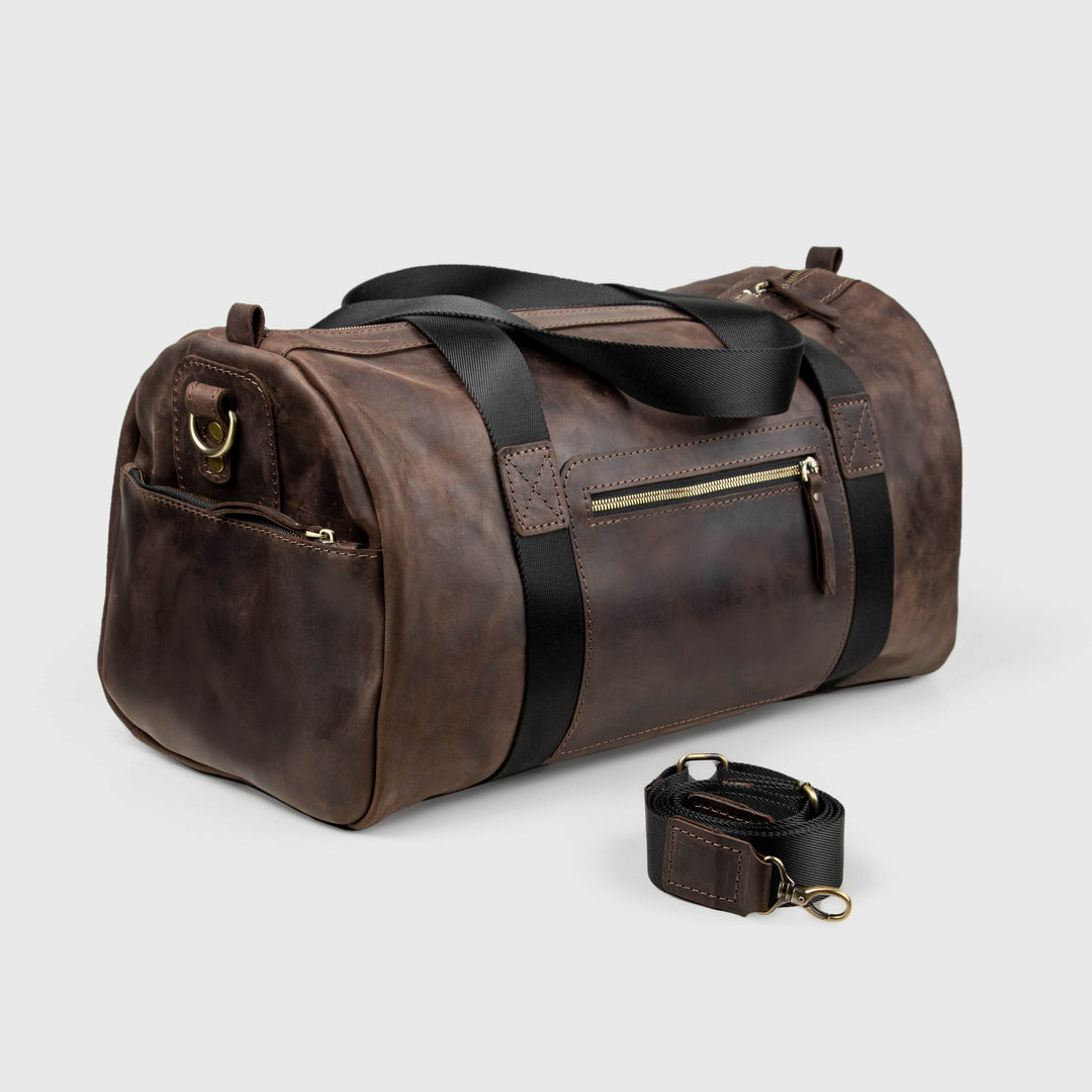 large leather travel bag