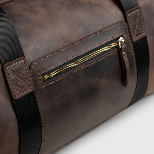 vintage leather travel bag