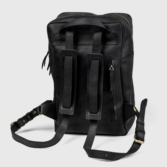 Mens leather travel backpack