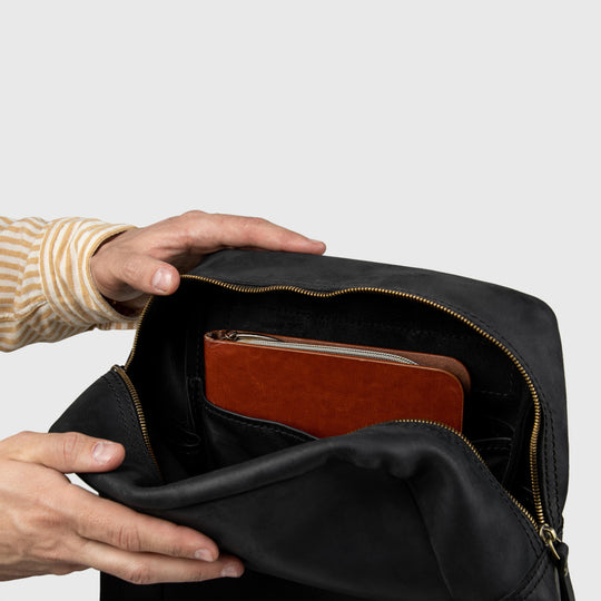 Mens leather backpack laptop