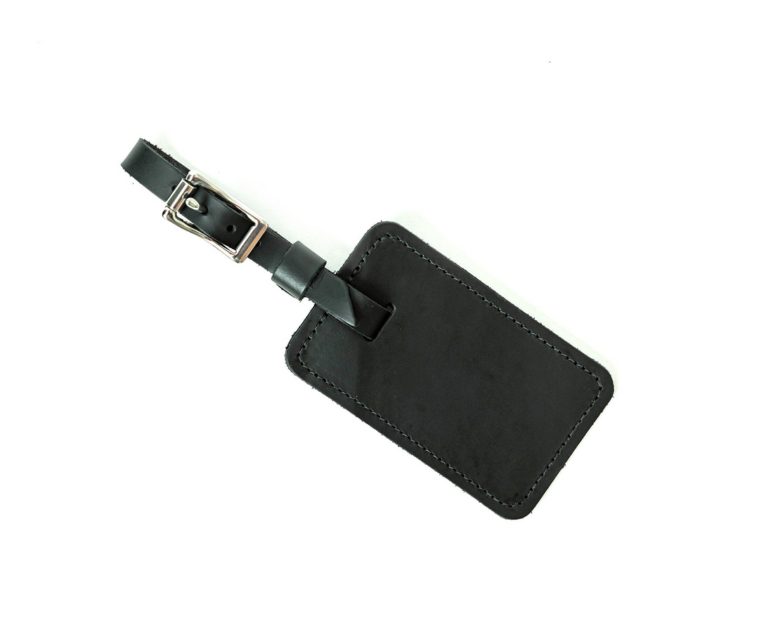 Brown leather luggage tag