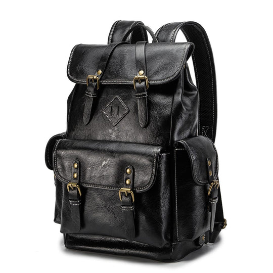 Men's and women's stylish vintage leather backpack by a designer