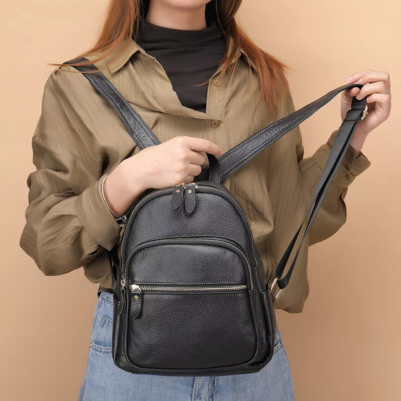 Trendy and functional women's leather backpack purse
