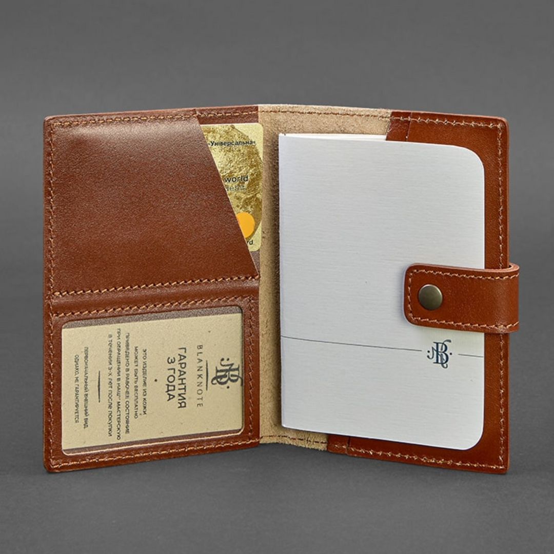 Designer leather passport holder