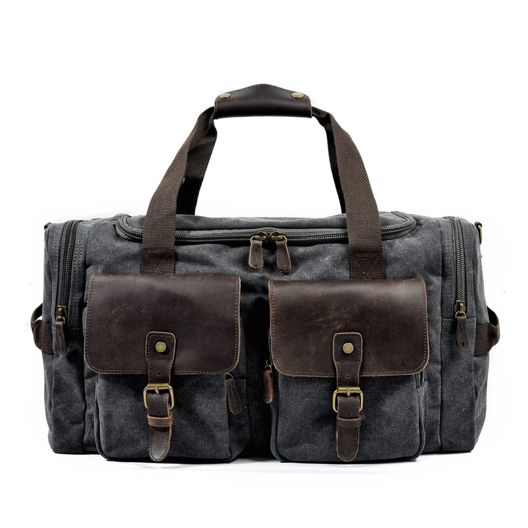 Retro-style canvas and leather weekend duffle