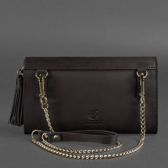 leather clutch bag with wrist strap