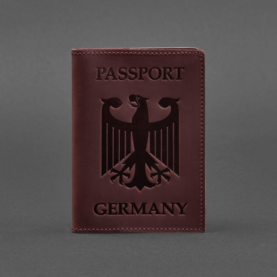 Rustic leather German passport holder