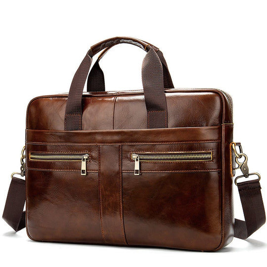 Old-fashioned leather briefcase with a vintage touch for men