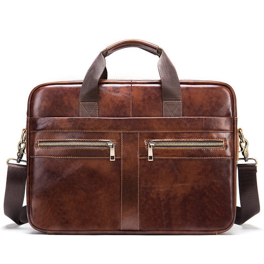 Classic look leather briefcase with vintage design for men