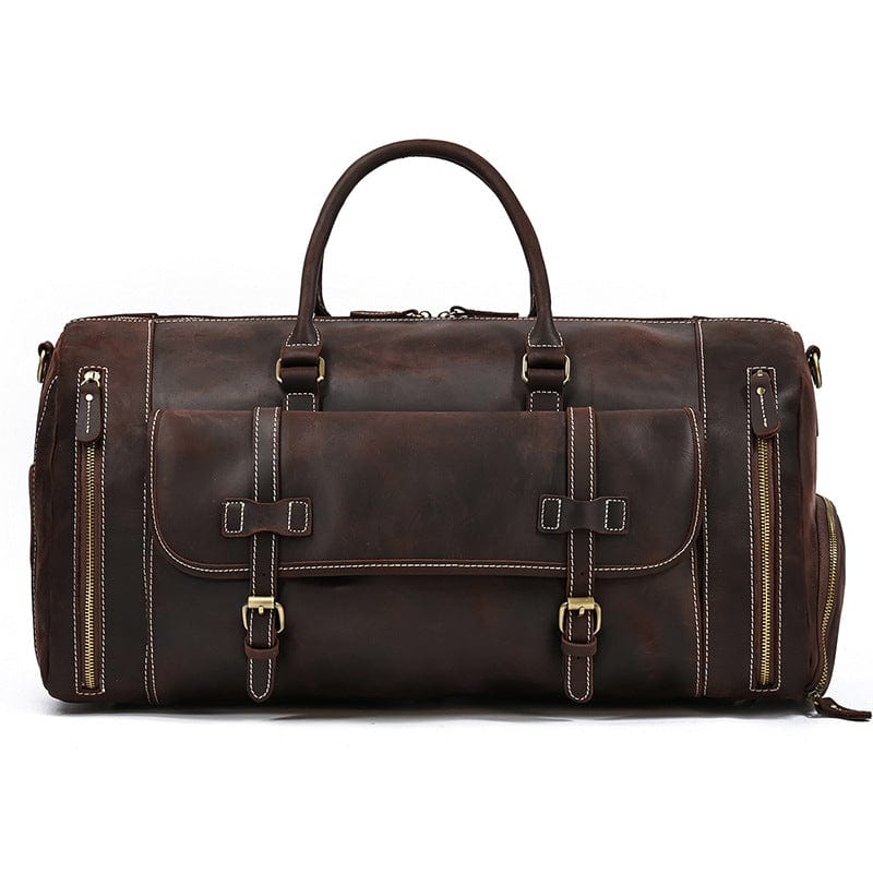Sleek and timeless brown leather crossbody travel companion